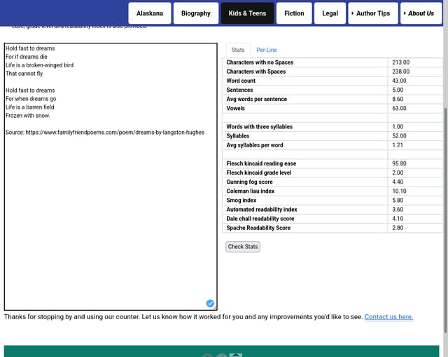 fathom publishing poem stats Screenshot